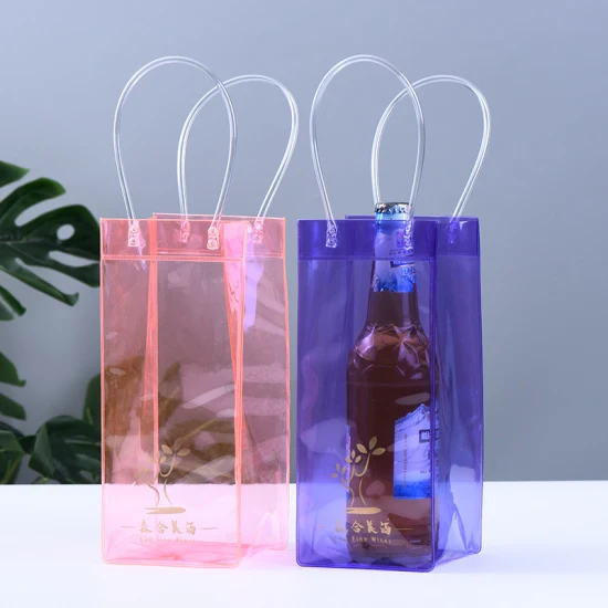 PVC 와인 가방 누출 방지 와인 샴페인 휴대용 얼음 양동이 투명 맥주 쿨러 가방